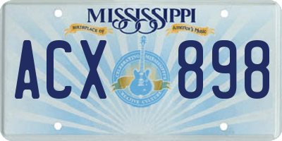 MS license plate ACX898