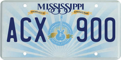MS license plate ACX900