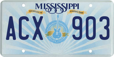 MS license plate ACX903