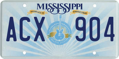 MS license plate ACX904