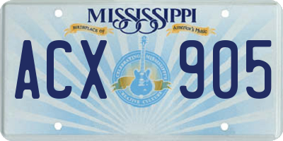 MS license plate ACX905
