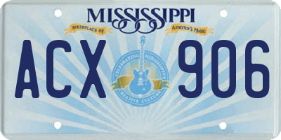 MS license plate ACX906