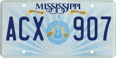 MS license plate ACX907