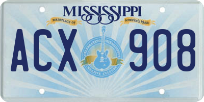 MS license plate ACX908