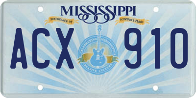 MS license plate ACX910