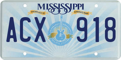 MS license plate ACX918