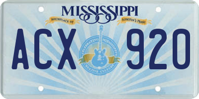 MS license plate ACX920