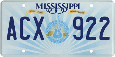MS license plate ACX922