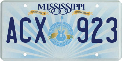 MS license plate ACX923