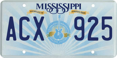 MS license plate ACX925