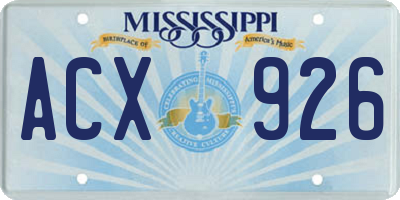 MS license plate ACX926