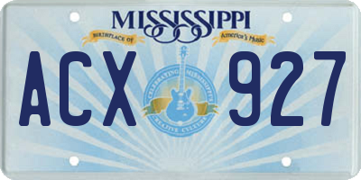 MS license plate ACX927