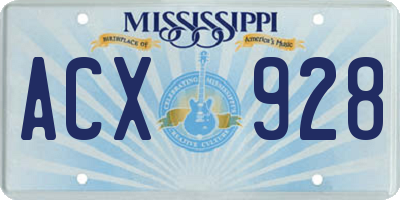 MS license plate ACX928