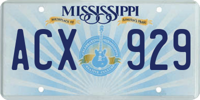 MS license plate ACX929
