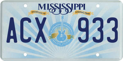 MS license plate ACX933