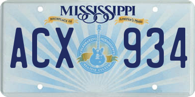 MS license plate ACX934