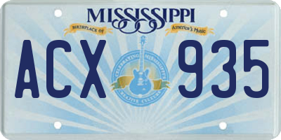 MS license plate ACX935
