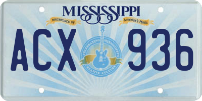 MS license plate ACX936