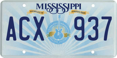 MS license plate ACX937