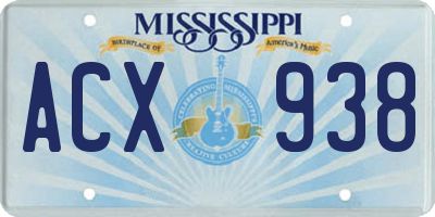 MS license plate ACX938