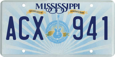 MS license plate ACX941