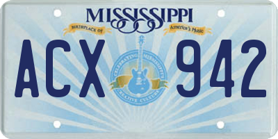 MS license plate ACX942