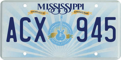 MS license plate ACX945