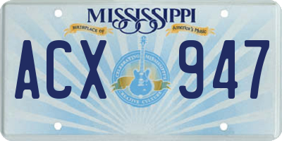 MS license plate ACX947