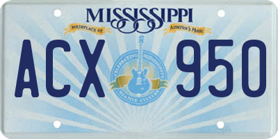 MS license plate ACX950