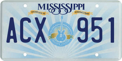 MS license plate ACX951