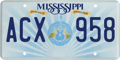 MS license plate ACX958