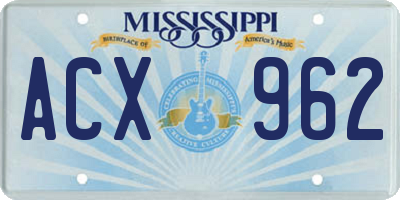 MS license plate ACX962