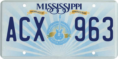 MS license plate ACX963