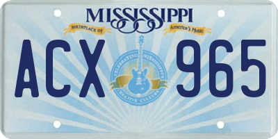 MS license plate ACX965