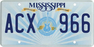 MS license plate ACX966