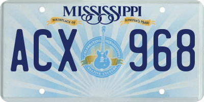 MS license plate ACX968