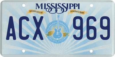 MS license plate ACX969