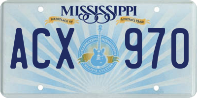MS license plate ACX970