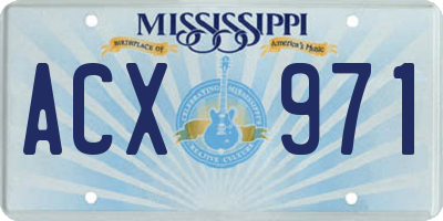 MS license plate ACX971