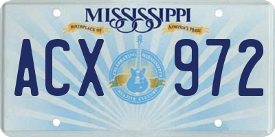 MS license plate ACX972