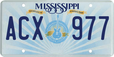 MS license plate ACX977