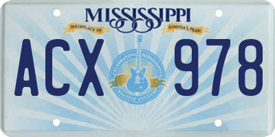 MS license plate ACX978