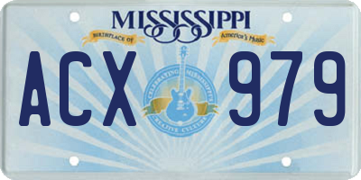 MS license plate ACX979