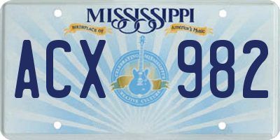 MS license plate ACX982