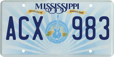 MS license plate ACX983