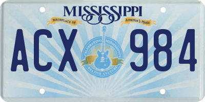 MS license plate ACX984