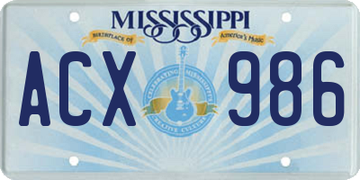 MS license plate ACX986