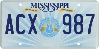 MS license plate ACX987