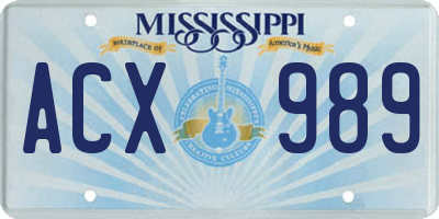 MS license plate ACX989
