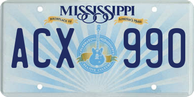 MS license plate ACX990